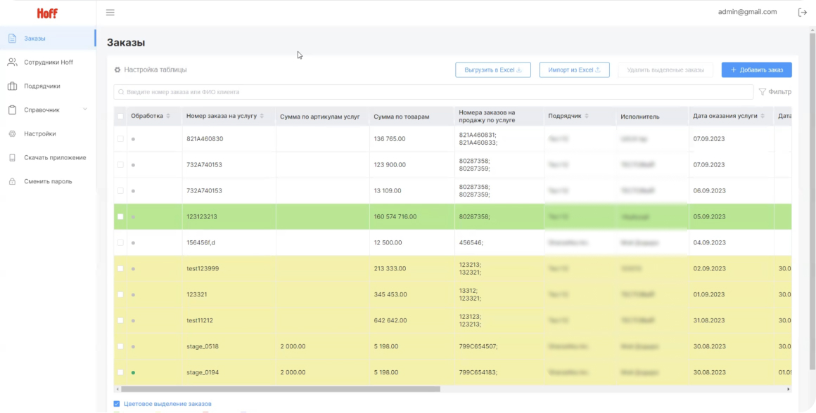 image of the admin panel